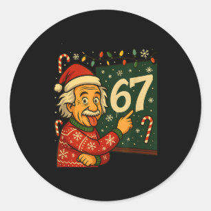 Funny 67 Christmas Sweater Design With Snowflakes Classic Round Sticker