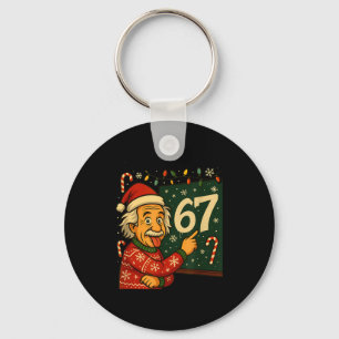 Funny 67 Christmas Sweater Design With Snowflakes  Key Ring