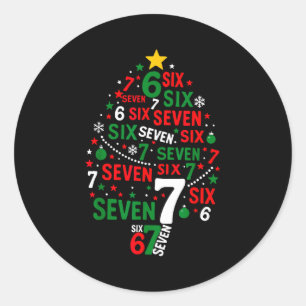 Funny 67 Christmas Tree Six Seven Xmas  Classic Round Sticker