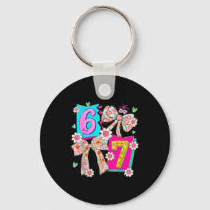 Funny 67 Coquette Bow Design For Girly Aesthetic L Key Ring
