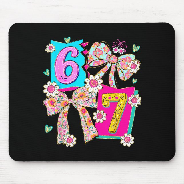 Funny 67 Coquette Bow Design For Girly Aesthetic L Mouse Mat (Front)