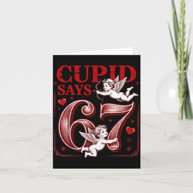 Funny 67 Cud Says 67 Valentine Couple Matching Six Card (Front)