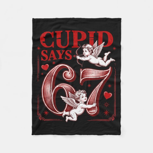 Funny 67 Cud Says 67 Valentine Couple Matching Six Fleece Blanket (Front)