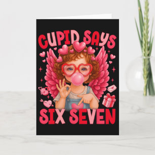 Funny 67 Cupid Says Six Seven Valentine Couple Mat Card