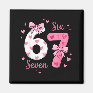 Funny 67 Cute Six Seven Meme Nk Hearts Bow Valenti Magnet