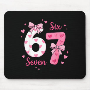 Funny 67 Cute Six Seven Meme Nk Hearts Bow Valenti Mouse Mat
