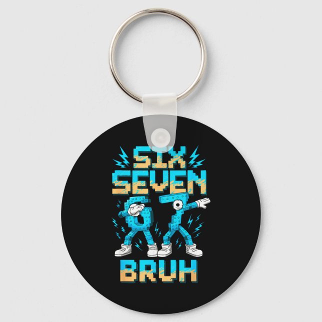 Funny 67 Dab Six Seven Burh Christmas 6 7 Dabbing  Key Ring (Front)