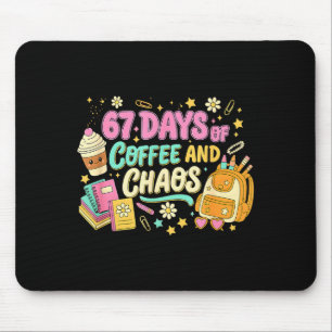 Funny 67 Days Of Coffee Retro Teacher Humor Mouse Mat