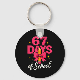 Funny 67 Days Of School Pencil Bow Design Key Ring