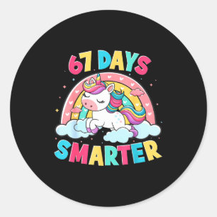 Funny 67 Days Smarter Unicorn Six Seven Boy Girl T Classic Round Sticker
