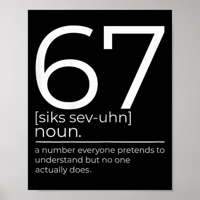 Funny 67 Definition Meme Six Seven Clroom Humor De Poster (Front)