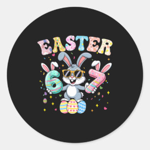 Funny 67 easter bunny 67 six seven meme men boys classic round sticker