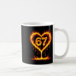 Funny 67 Flames Heart Love Six Seven Meme Celebrat Coffee Mug