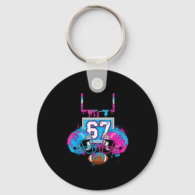 Funny 67 Football Ice Cream Drip 67th Srts Men &am Key Ring (Front)