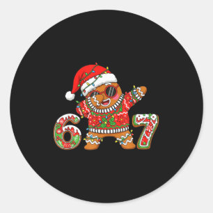 Funny 67 Gingerbread Six Seven Ice Cream Drip Chri Classic Round Sticker