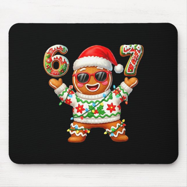 Funny 67 Gingerbread Six Seven Ice Cream Drip Chri Mouse Mat (Front)