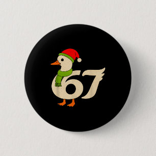 Funny 67 Goose Christmas 6 7 Meme Duck Santa Hat F Cm Round Badge