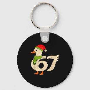 Funny 67 Goose Christmas 6 7 Meme Duck Santa Hat F Key Ring