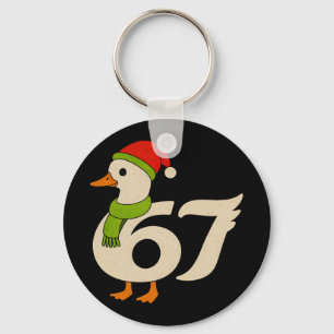 Funny 67 Goose Christmas 6 7 Meme Duck Santa Hat F Key Ring