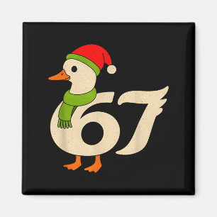 Funny 67 Goose Christmas 6 7 Meme Duck Santa Hat F Magnet