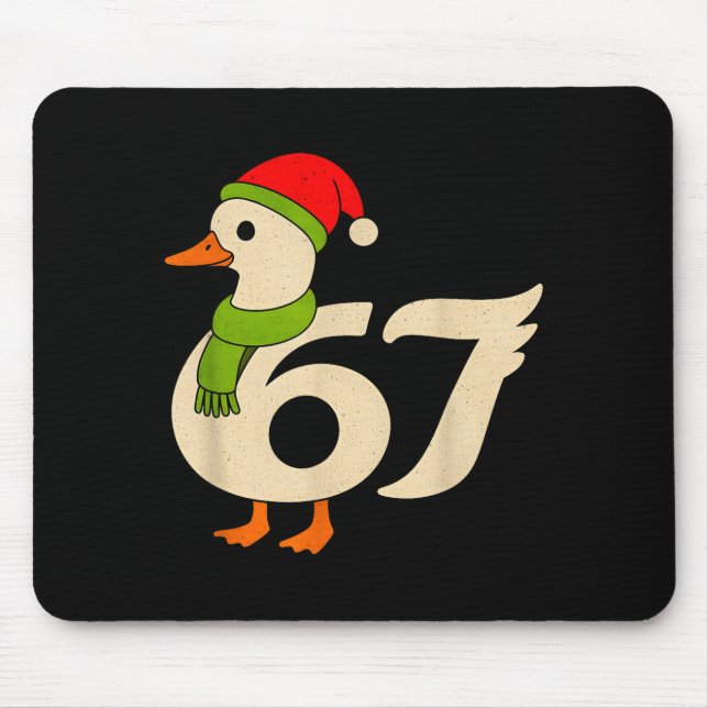 Funny 67 Goose Christmas 6 7 Meme Duck Santa Hat F Mouse Mat (Front)