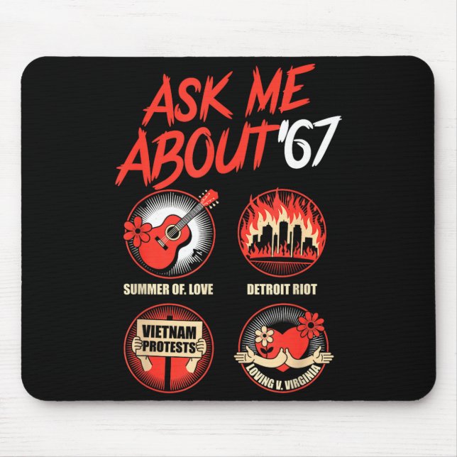 Funny 67 History Teacher Teacher 6 7 Funny Overuse Mouse Mat (Front)