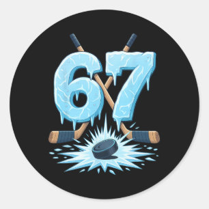 Funny 67 Hockey Six Seven Ice Drip Lover Meme Boys Classic Round Sticker