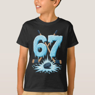 Funny 67 Hockey Six Seven Ice Drip Lover Meme Boys T-Shirt