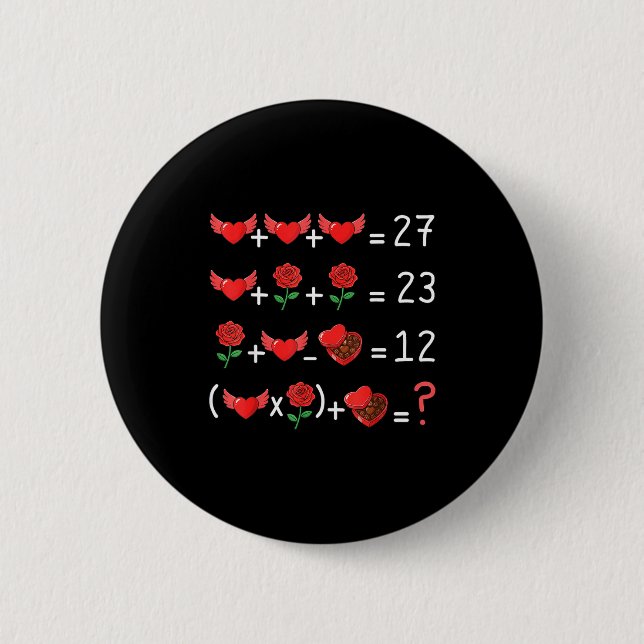 Funny 67 Math Teacher Valentine Math Teacher Women 6 Cm Round Badge (Front)