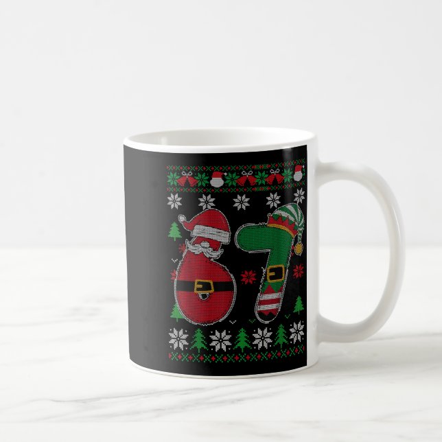 Funny 67 Meme 6 7 Ugly Sweater For Christmas Boys  Coffee Mug (Right)