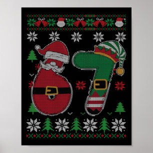 Funny 67 Meme 6 7 Ugly Sweater For Christmas Boys Poster