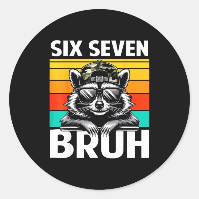 Funny 67 Meme Boys Kids Camo Hat Six Seven Bruh Ra Classic Round Sticker (Front)