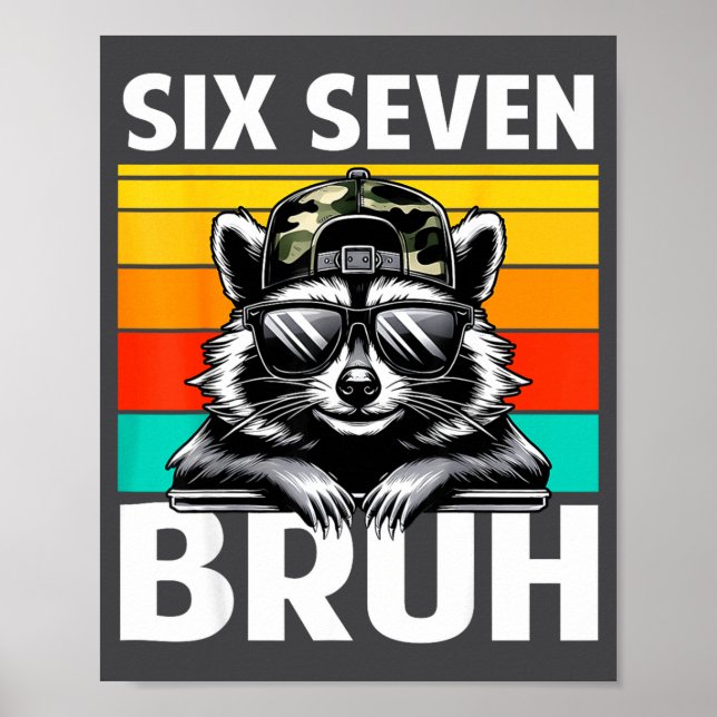 Funny 67 Meme Boys Kids Camo Hat Six Seven Bruh Ra Poster (Front)