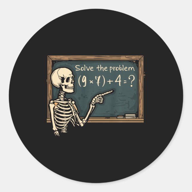 Funny 67 Meme Brainrot Joke Halloween Skeleton Mat Classic Round Sticker (Front)