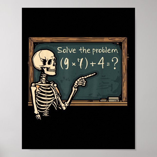 Funny 67 Meme Brainrot Joke Halloween Skeleton Mat Poster (Front)