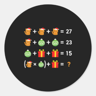 Funny 67 Meme Cat Santa Hat Math Teacher Christmas Classic Round Sticker