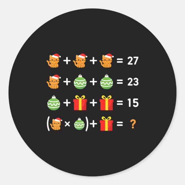 Funny 67 Meme Cat Santa Hat Math Teacher Christmas Classic Round Sticker (Front)