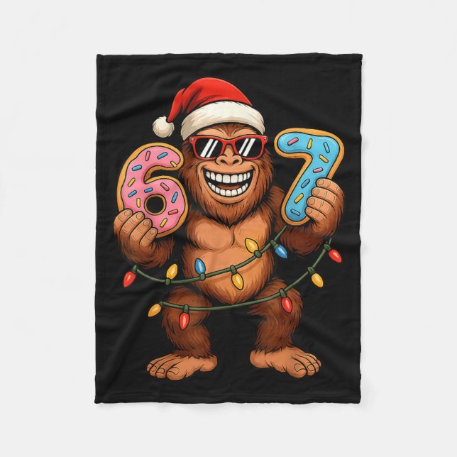 Funny 67 Meme Christmas Bigfoot For Kids Teens  Fleece Blanket (Front)