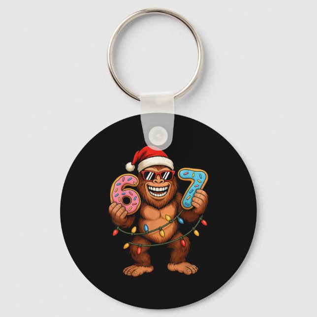 Funny 67 Meme Christmas Bigfoot For Kids Teens  Key Ring (Front)