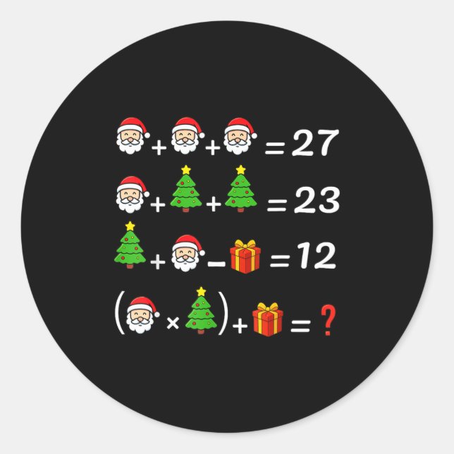 Funny 67 Meme Christmas Math Teacher Santa Six Sev Classic Round Sticker (Front)