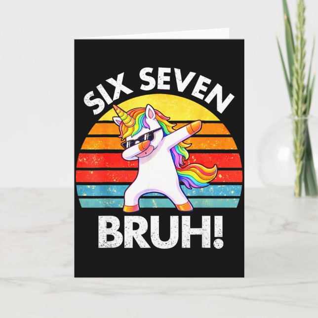 Funny 67 Meme Dabbing Unicorn Six Seven 6 7 Kids  Card (Front)