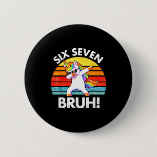 Funny 67 Meme Dabbing Unicorn Six Seven 6 7 Kids Cm Round Badge