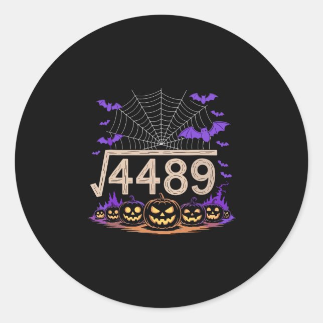 Funny 67 Meme Math Teacher 6 7 Halloween Square Ro Classic Round Sticker (Front)