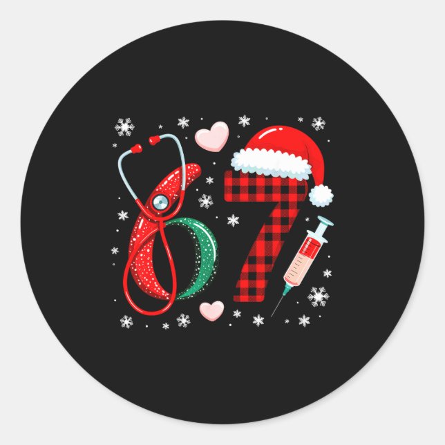 Funny 67 Meme Nurse Six Seven Nursing Festive Chri Classic Round Sticker (Front)