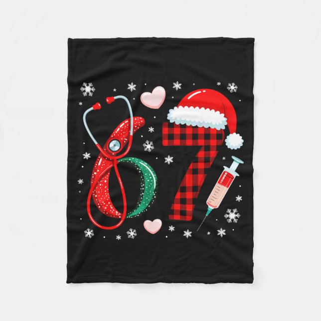 Funny 67 Meme Nurse Six Seven Nursing Festive Chri Fleece Blanket (Front)