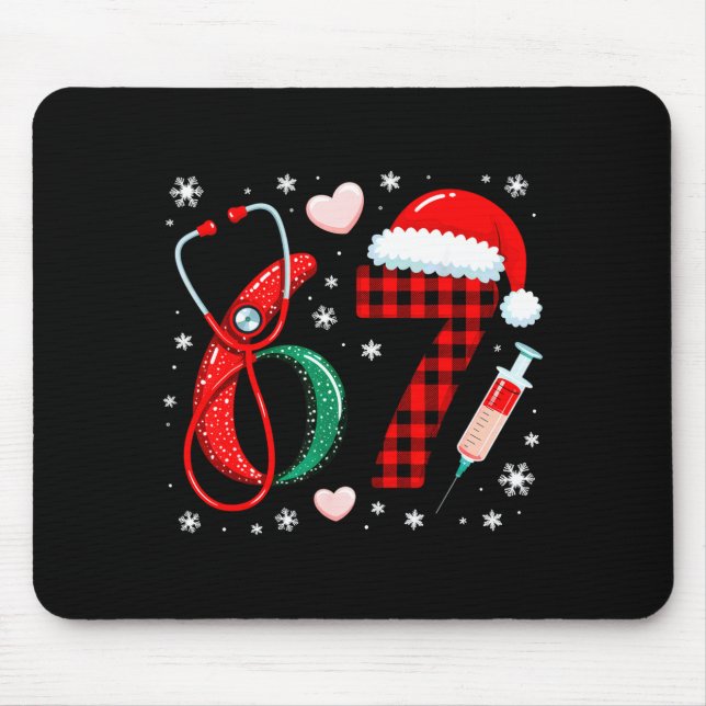 Funny 67 Meme Nurse Six Seven Nursing Festive Chri Mouse Mat (Front)
