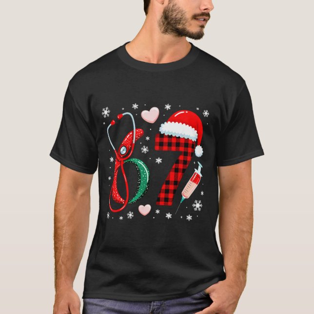 Funny 67 Meme Nurse Six Seven Nursing Festive Chri T-Shirt (Front)