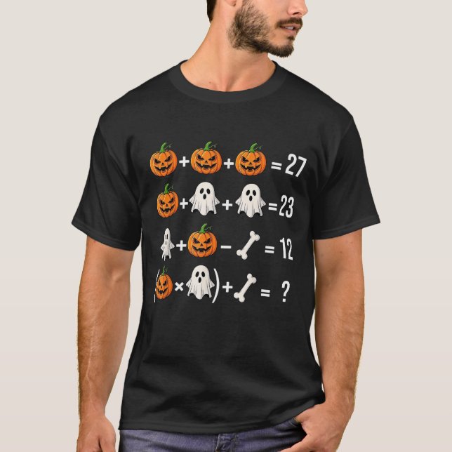 Funny 67 Meme Pumpkin Ghost Math Teacher T-Shirt (Front)