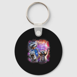 Funny 67 Meme Racoon Howling At The Moon Six Seven Key Ring
