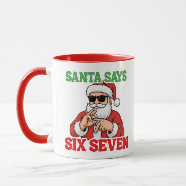  Funny 67 Meme Santa says SIX SEVEN  Christmas Mug (Left)